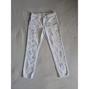 Polo Ralph Lauren Astor Slim Paint Splattered Boyfriend White Jeans Size 10